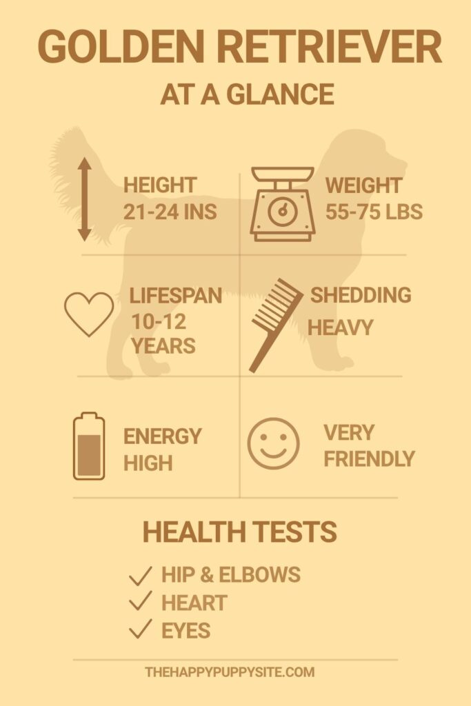 infographic golden retriever breed facts at a glance